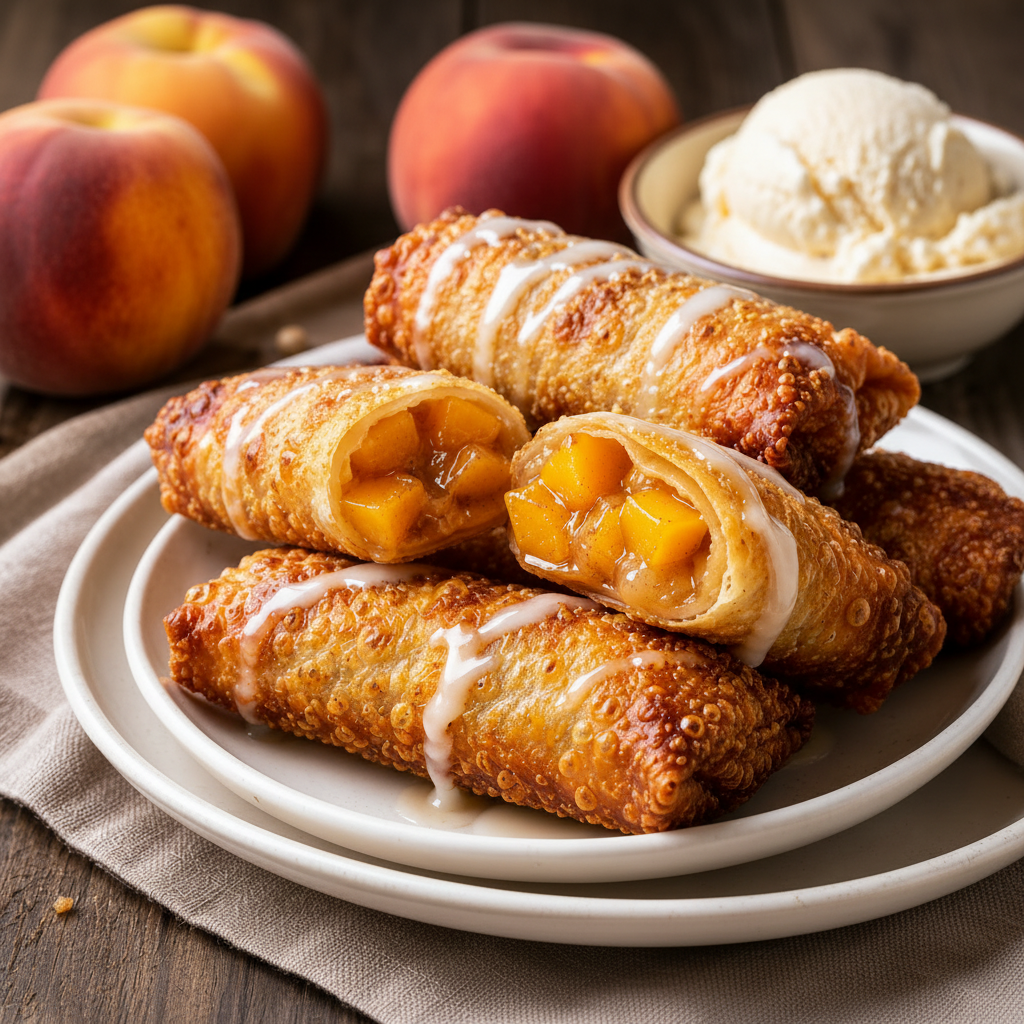 Peach Cobbler Egg Rolls